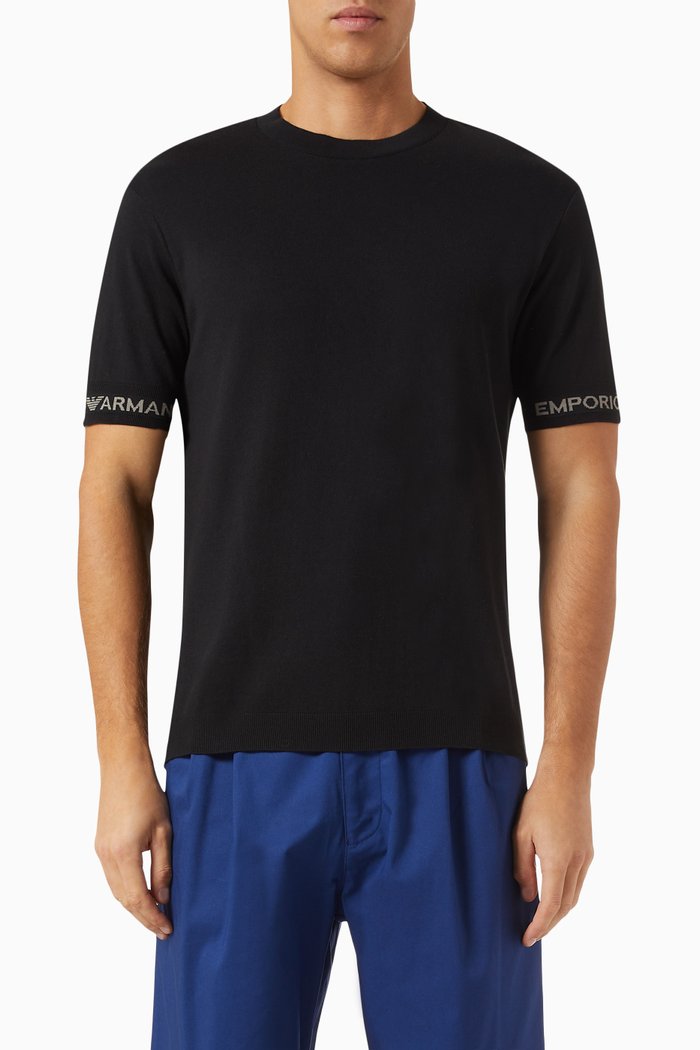 

Logo Print T-shirt in Cotton Jersey, Black