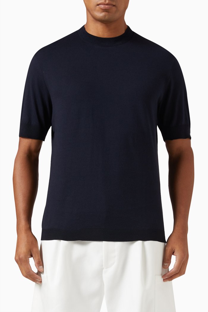 Logo Print T-shirt in Cotton Jersey, Blue