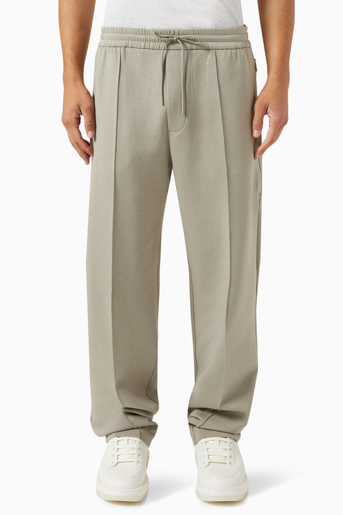 

Straight-leg Pleated Pants in Cotton Blend, Neutral