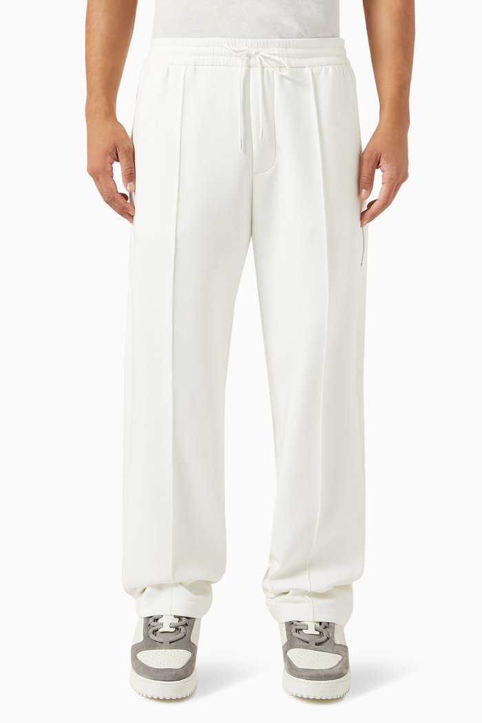 

Straight-leg Pleated Pants in Cotton Blend, White