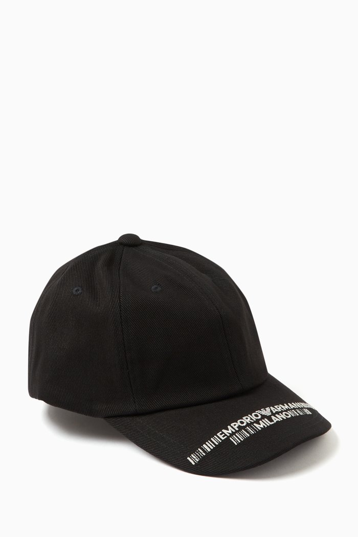 EA Embroidered Baseball Hat in Gabardine, Black