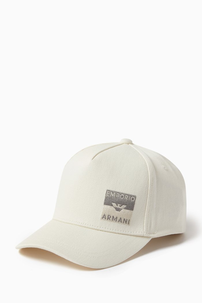 

EA Logo Patch Baseball Hat in Gabardine, White