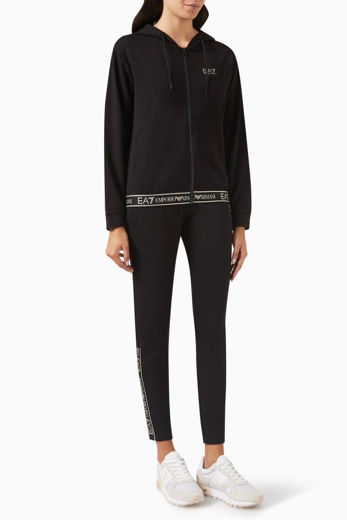 

EA7 Train Logo-tape Tracksuit Set, Black