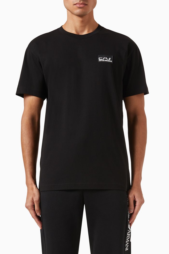 

EA7 Logo T-shirt in Cotton Jersey, Black