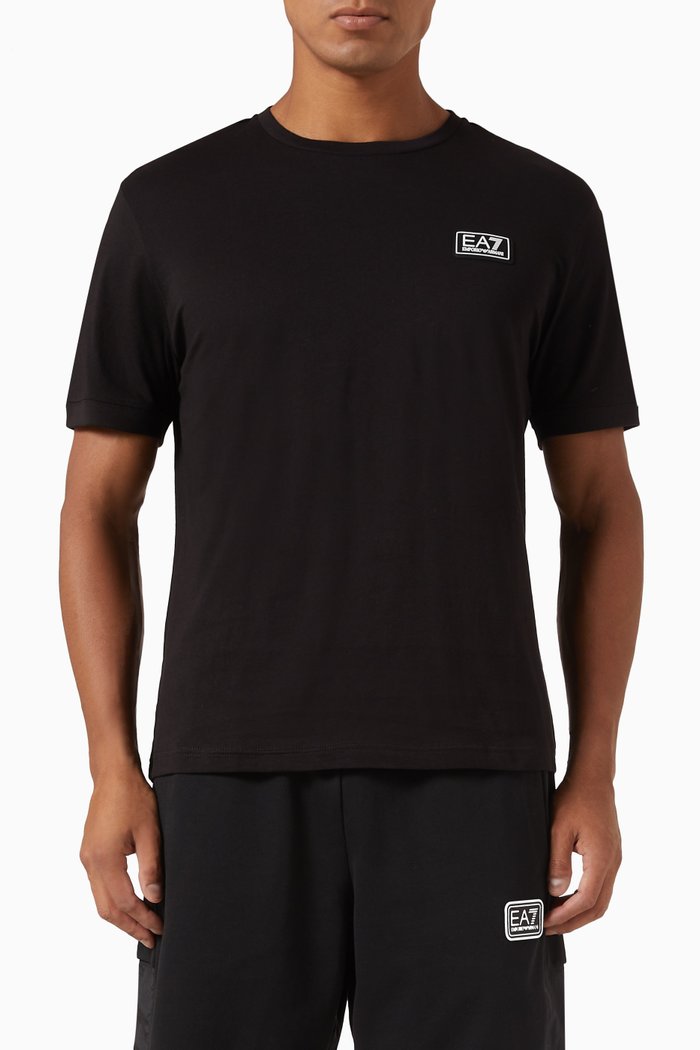 

EA7 Logo-tape T-shirt in Cotton-jersey, Black