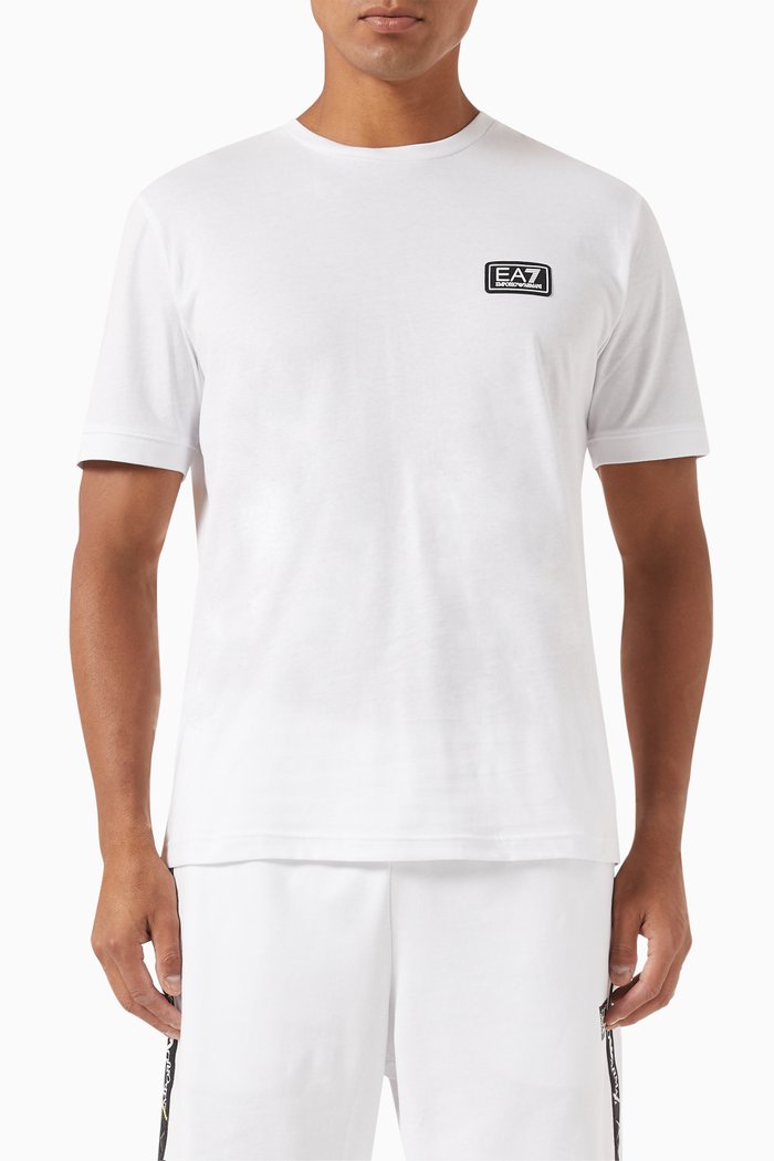 

EA7 Logo-tape T-shirt in Cotton-jersey, White