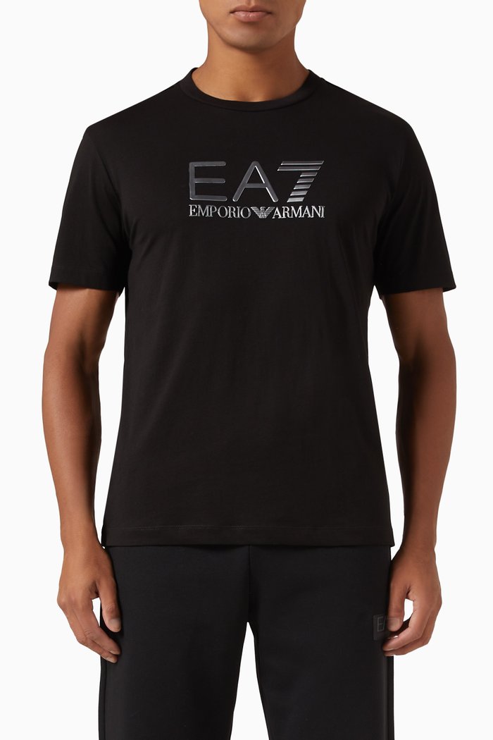 

EA7 Logo T-shirt in Cotton-jersey, Black