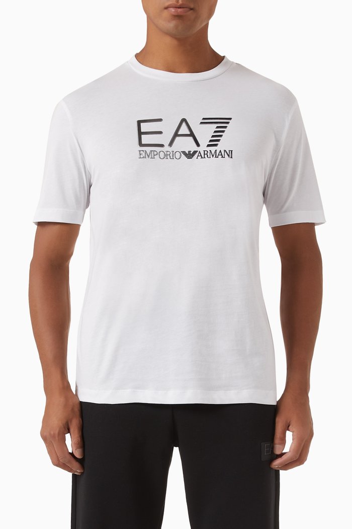 

EA7 Logo T-shirt in Cotton-jersey, White