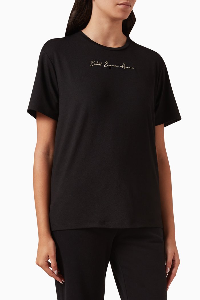EA7 Logo T-shirt in Jersey, Black