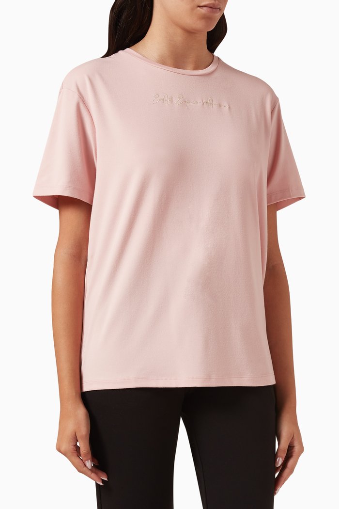 EA7 Logo T-shirt in Jersey, Pink