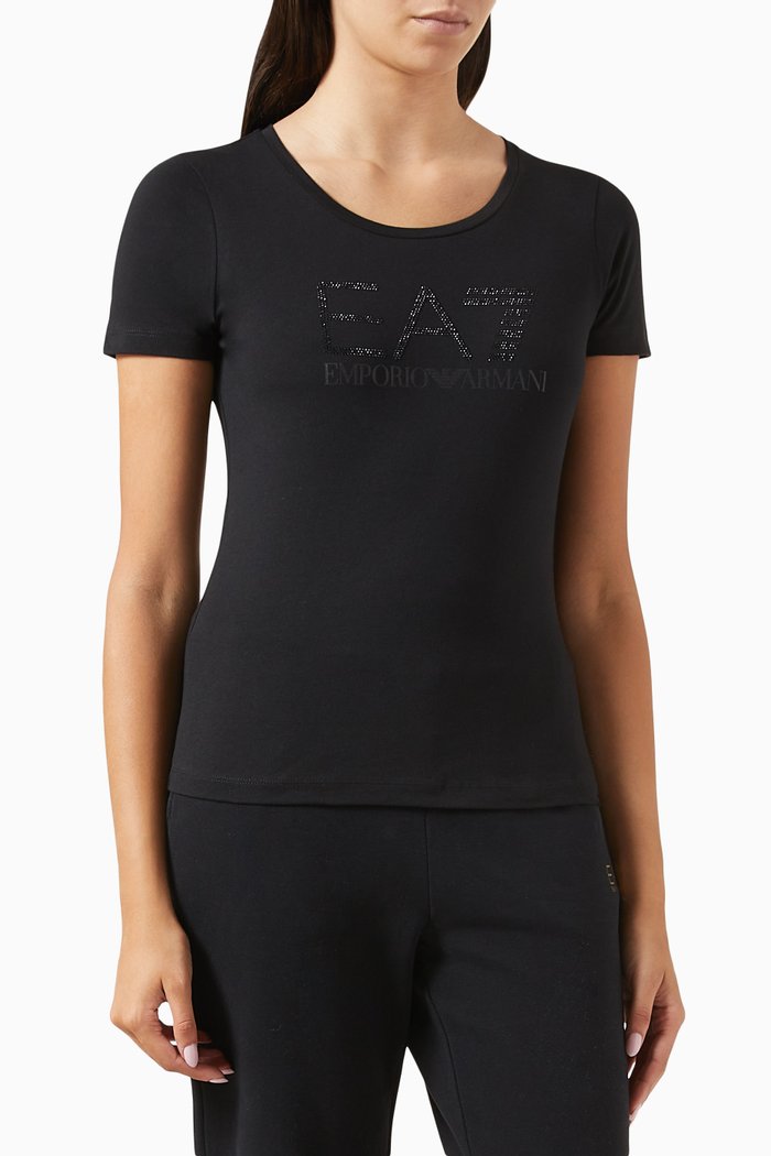 

Logo Embellished T-shirt in Cotton-jersey, Black