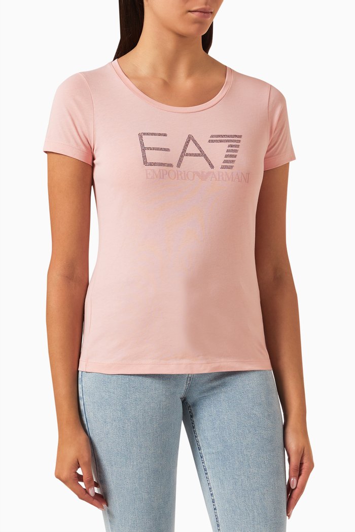 

Logo Embellished T-shirt in Cotton-jersey, Pink