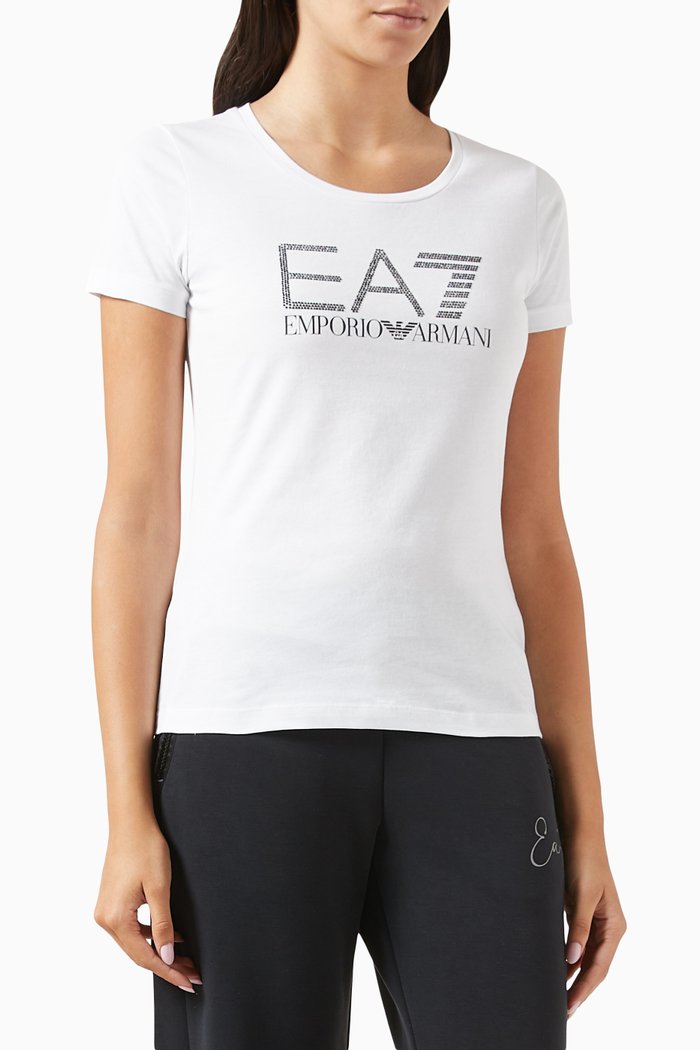 

Logo Embellished T-shirt in Cotton-jersey, White