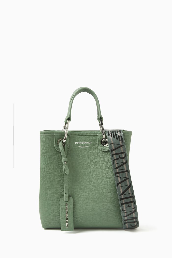 

Deer-print Shopper Tote Bag in Faux-leather, Green