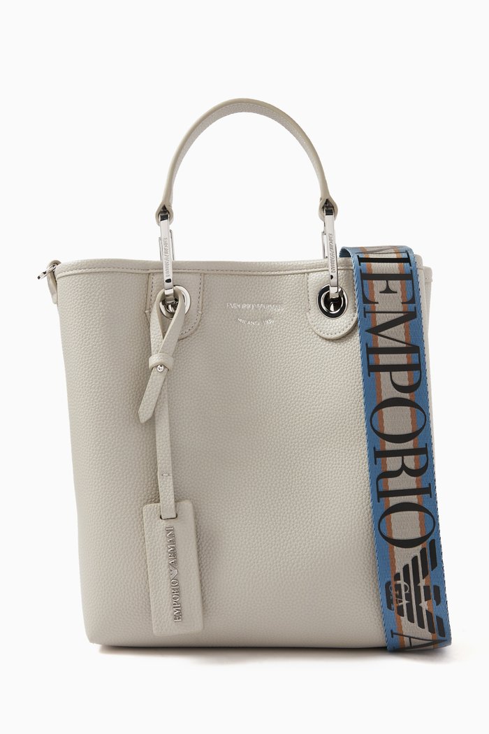 

Deer-print Shopper Tote Bag in Faux-leather, Grey