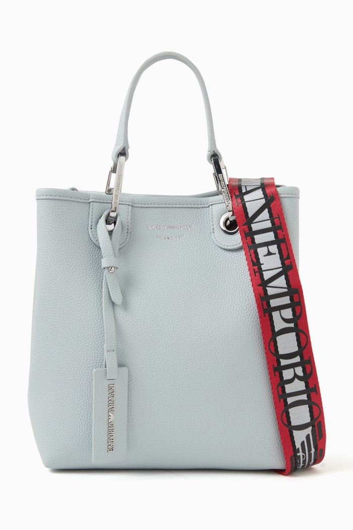 

Deer-print Shopper Tote Bag in Faux-leather, Blue