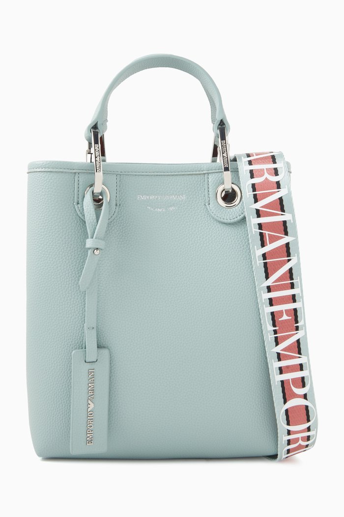 

Deer-print Shopper Tote Bag in Faux-leather, Blue