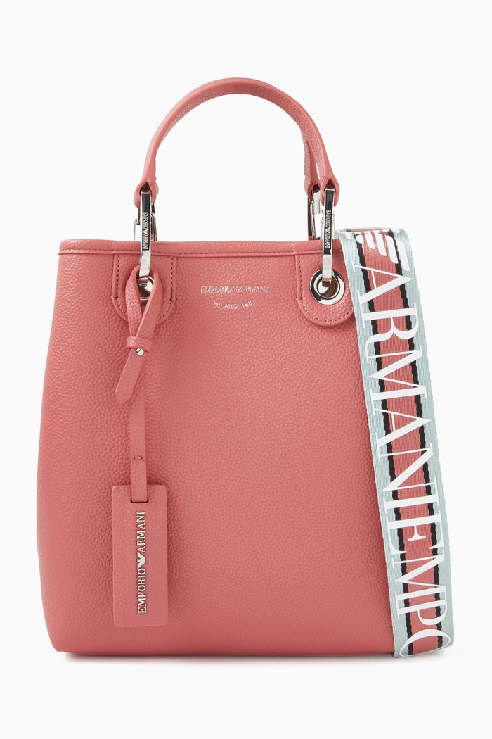 

Deer-print Shopper Tote Bag in Faux-leather, Pink