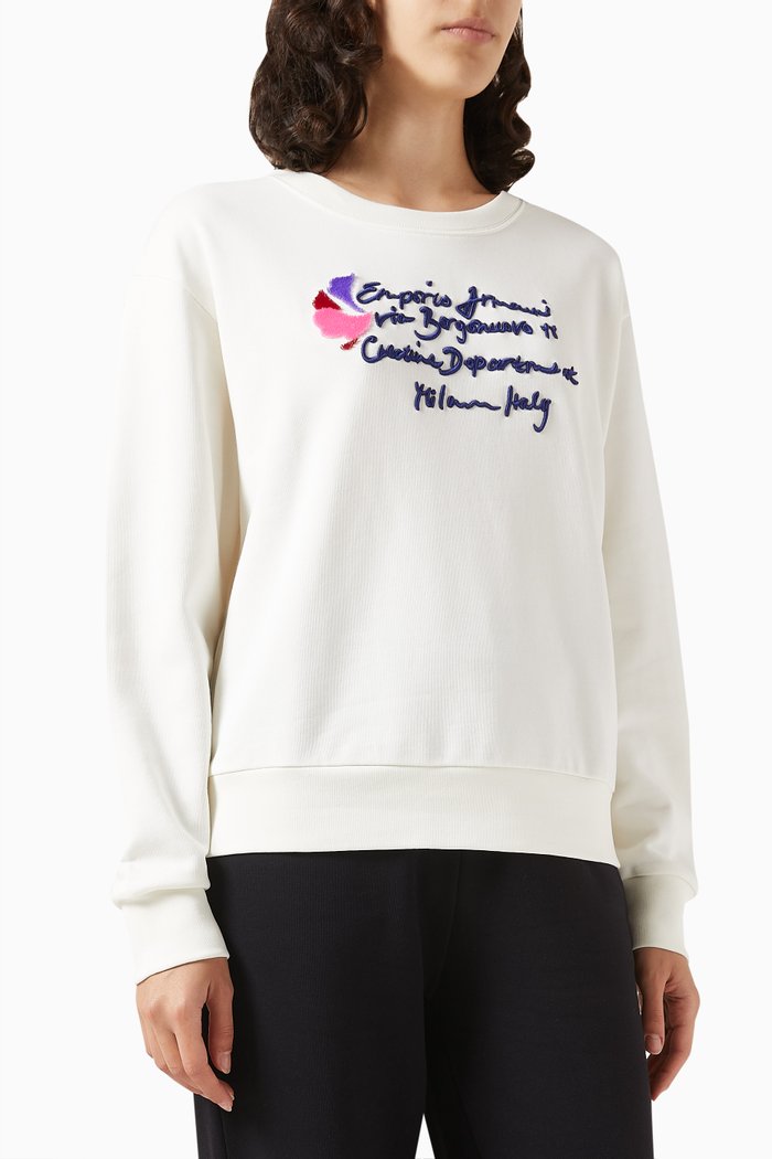 Embroidered Logo Sweatshirt, White