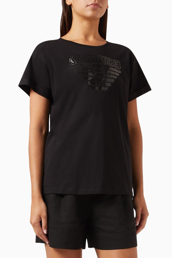 Macro Eagle Logo T-shirt in Cotton-jersey, Black