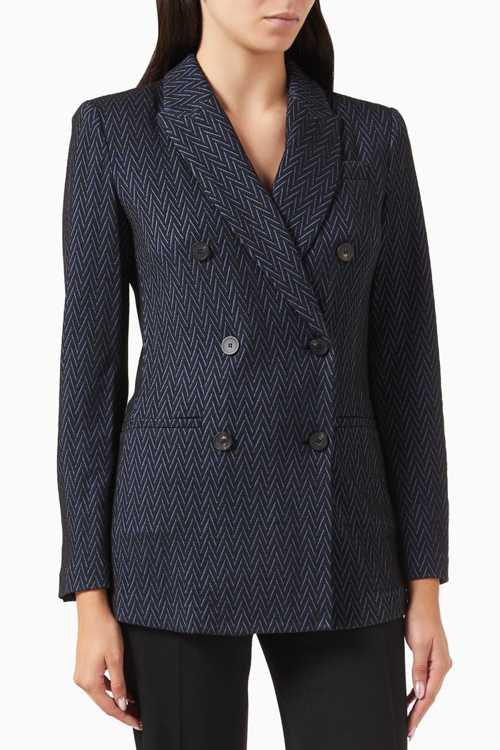 

Chevron Blazer in Jacquard, Blue