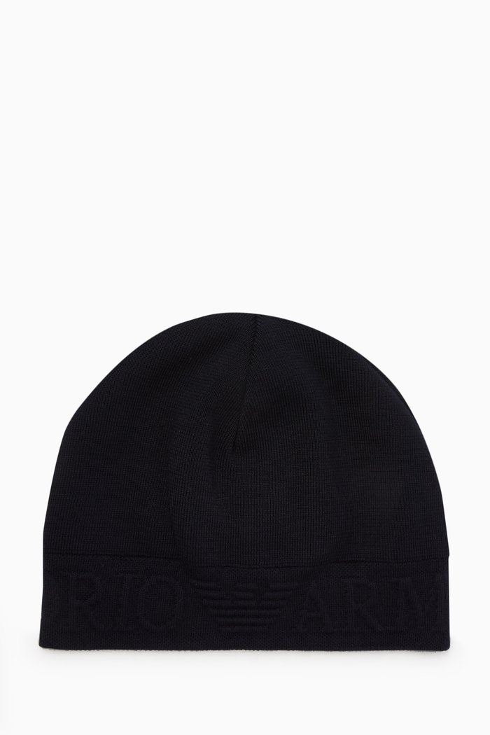 

Reversible Logo Beanie in Wool-knit, Blue