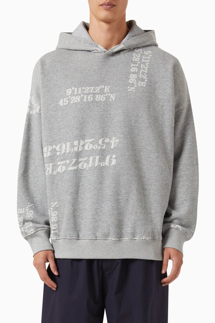 

Coordinates Print Hoodie in Organic Cotton, Grey
