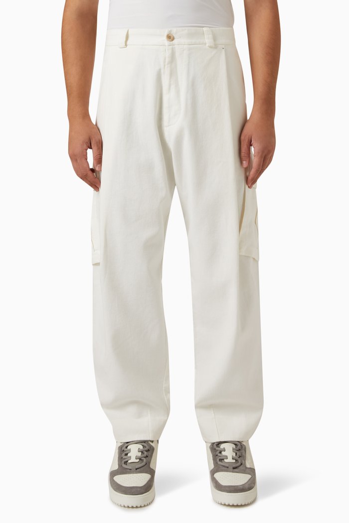 

Straight-leg Cargo Pants in Cotton, White