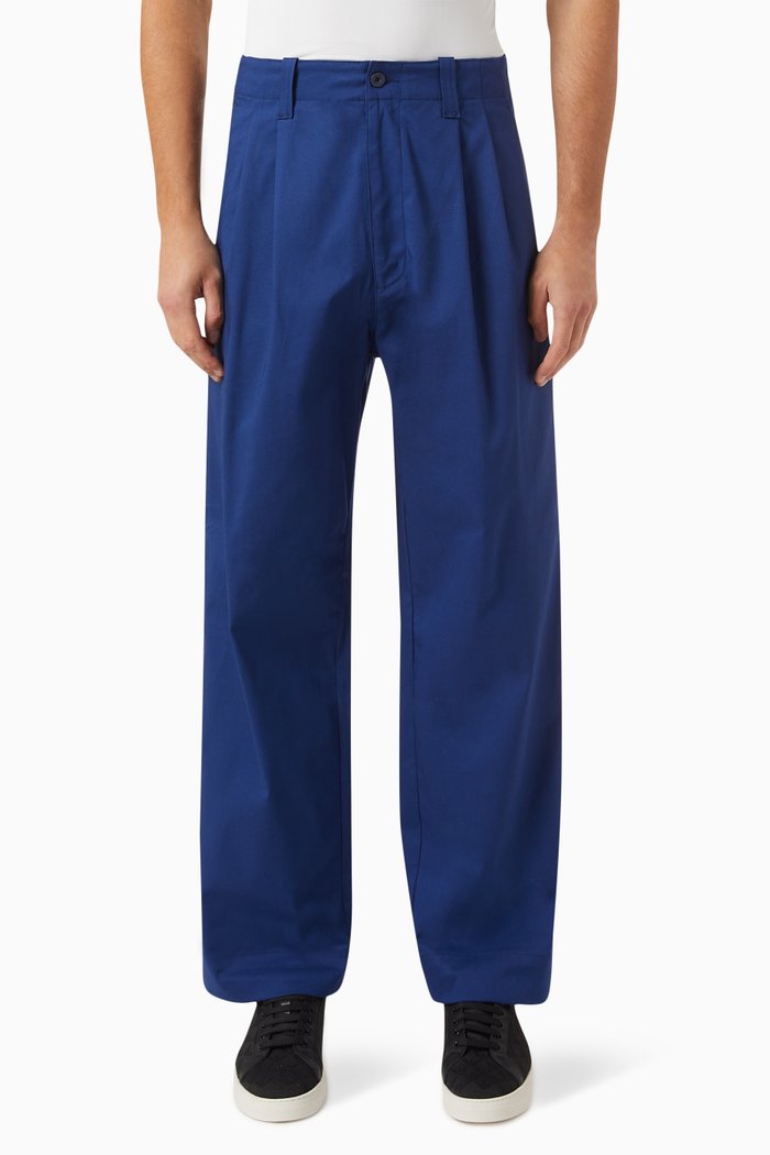 

Wide-leg Pants in Cotton, Blue
