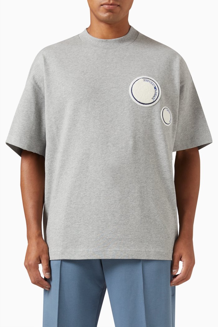

Logo Patch T-shirt in Cotton Jersey, Grey