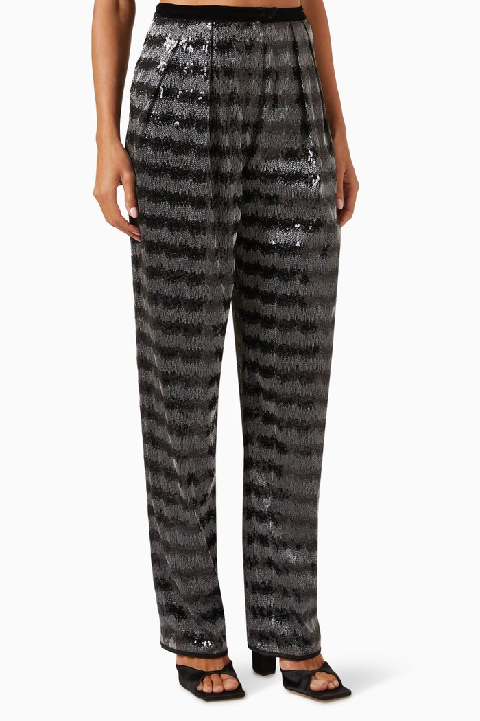 

Chevron Motif Trousers in Sequinned Fabric, Grey