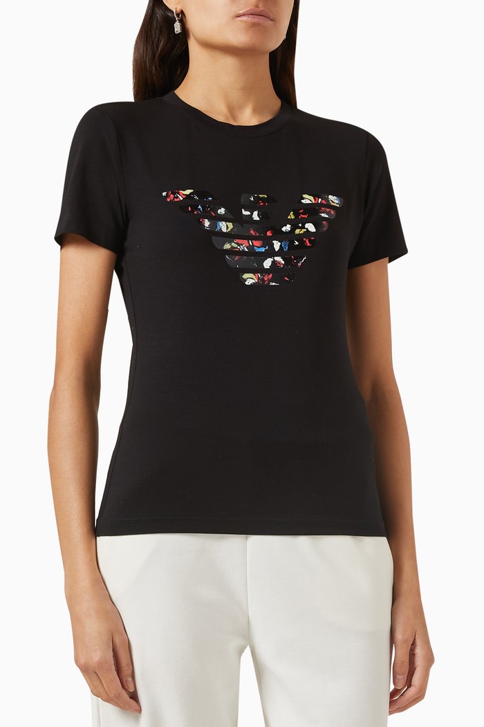 

Macro Eagle Logo T-shirt in Cotton-jersey, Black
