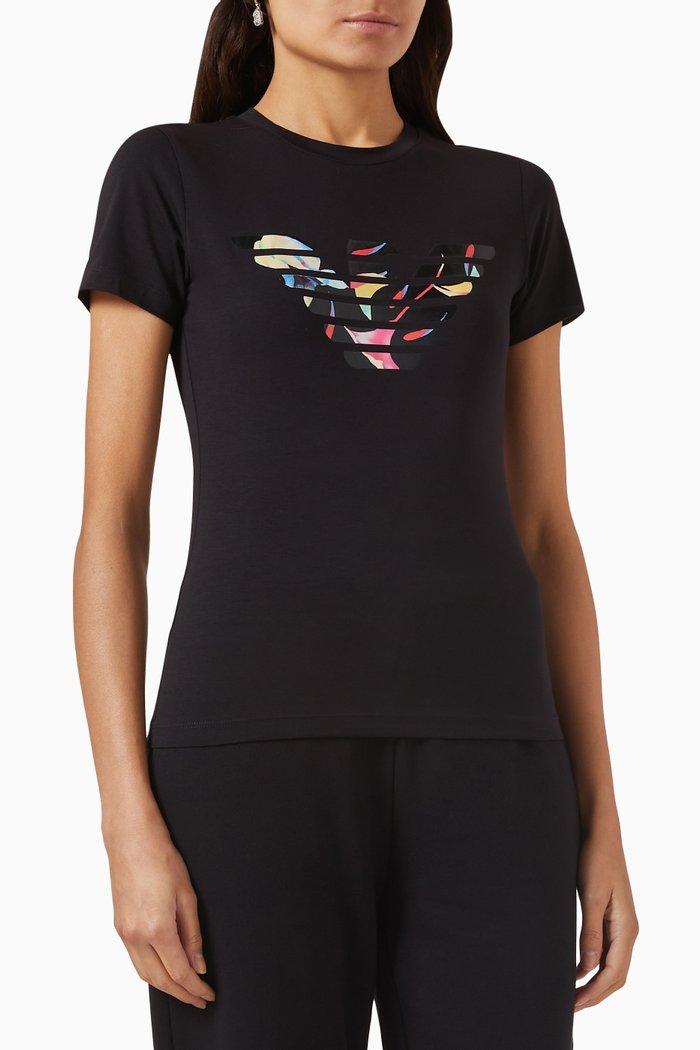

Macro Eagle Logo T-shirt in Cotton-jersey, Blue