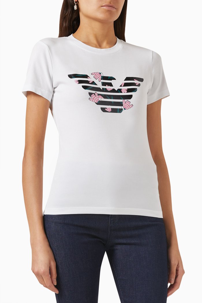 

Macro Eagle Logo T-shirt in Cotton-jersey, White