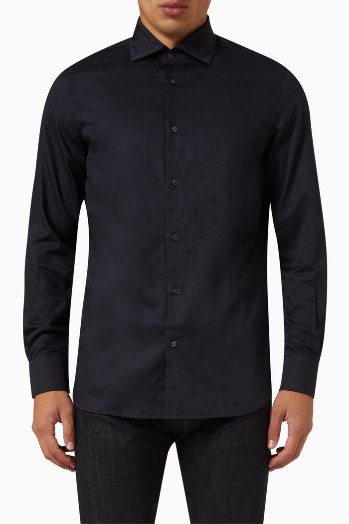 

All-over Logo-jacquard Shirt in Cotton, Blue