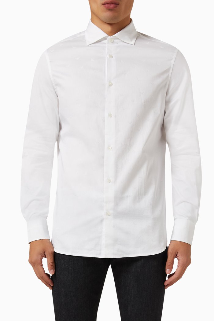 

All-over Logo-jacquard Shirt in Cotton, White