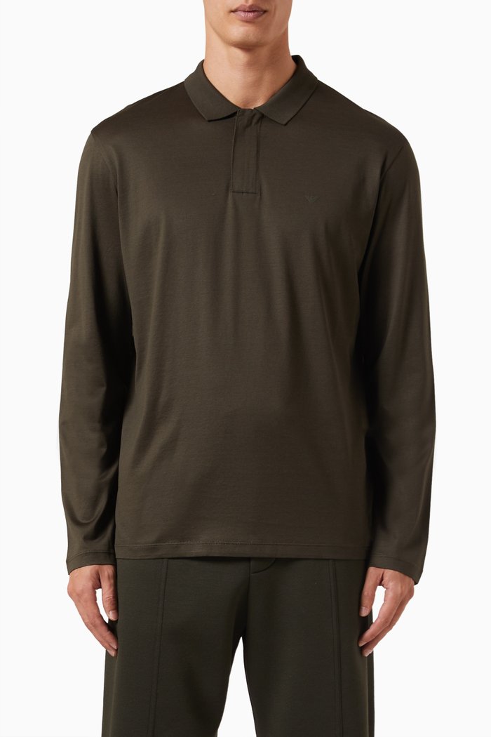 

Travel Essentials Logo Polo Shirt in Lyocell Blend, Green