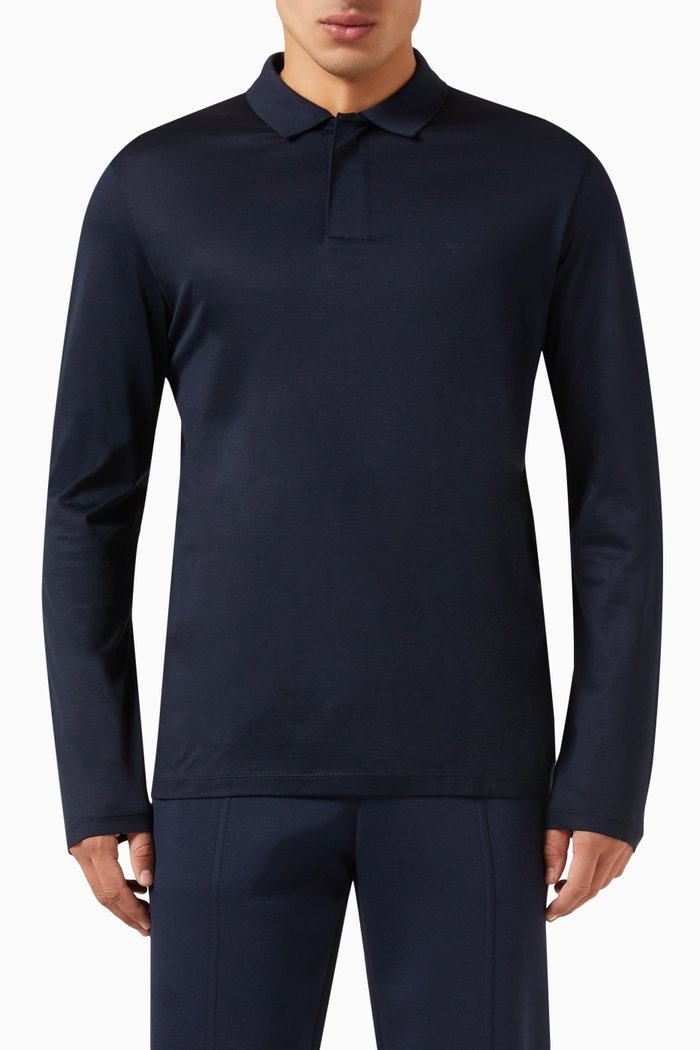 

Travel Essentials Logo Polo Shirt in Lyocell Blend, Blue