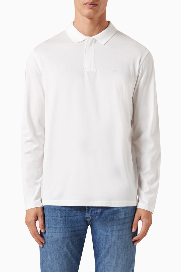 

Travel Essentials Logo Polo Shirt in Lyocell Blend, White