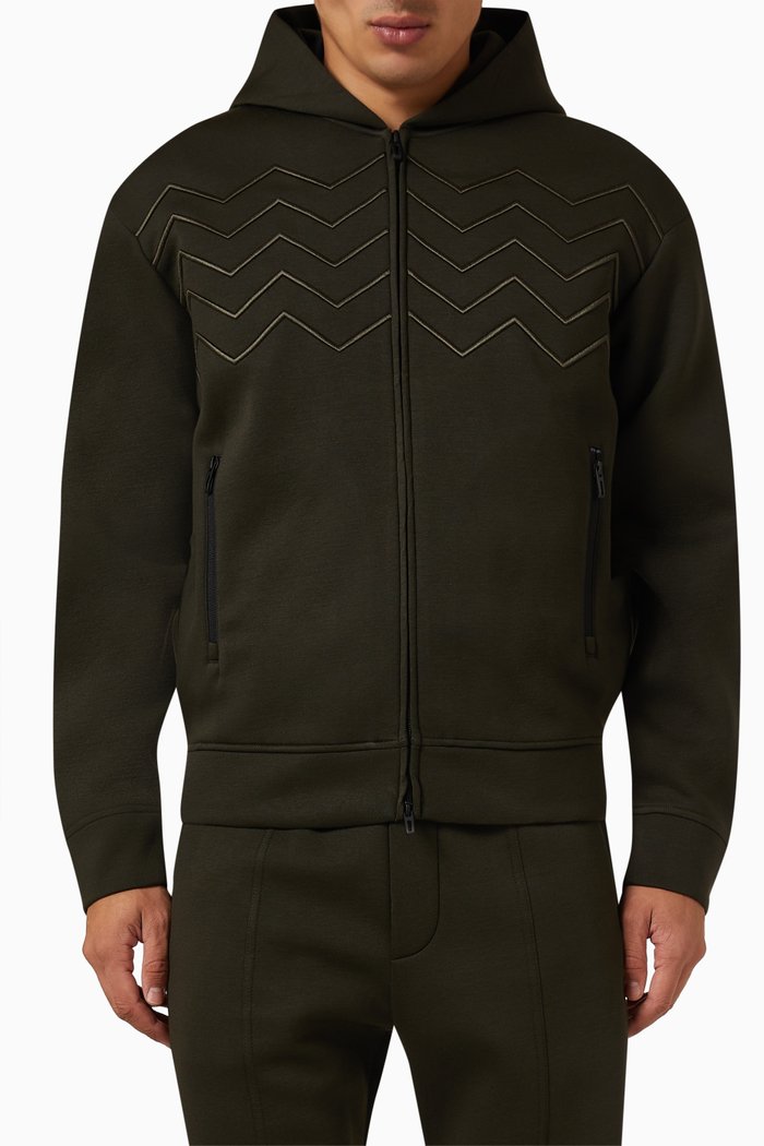 

Waves Zip-up Hoodie in Cotton-blend, Green