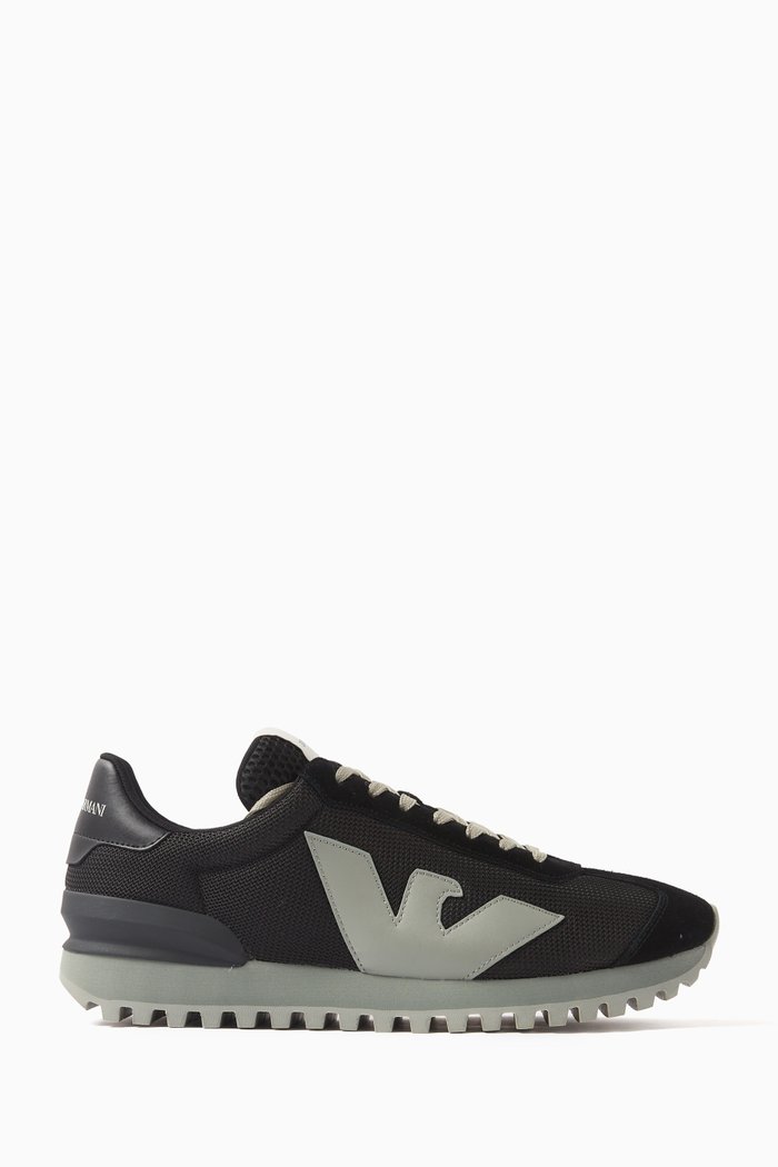 

EA Eagle Low-top Sneakers in Mesh & Suede, Black