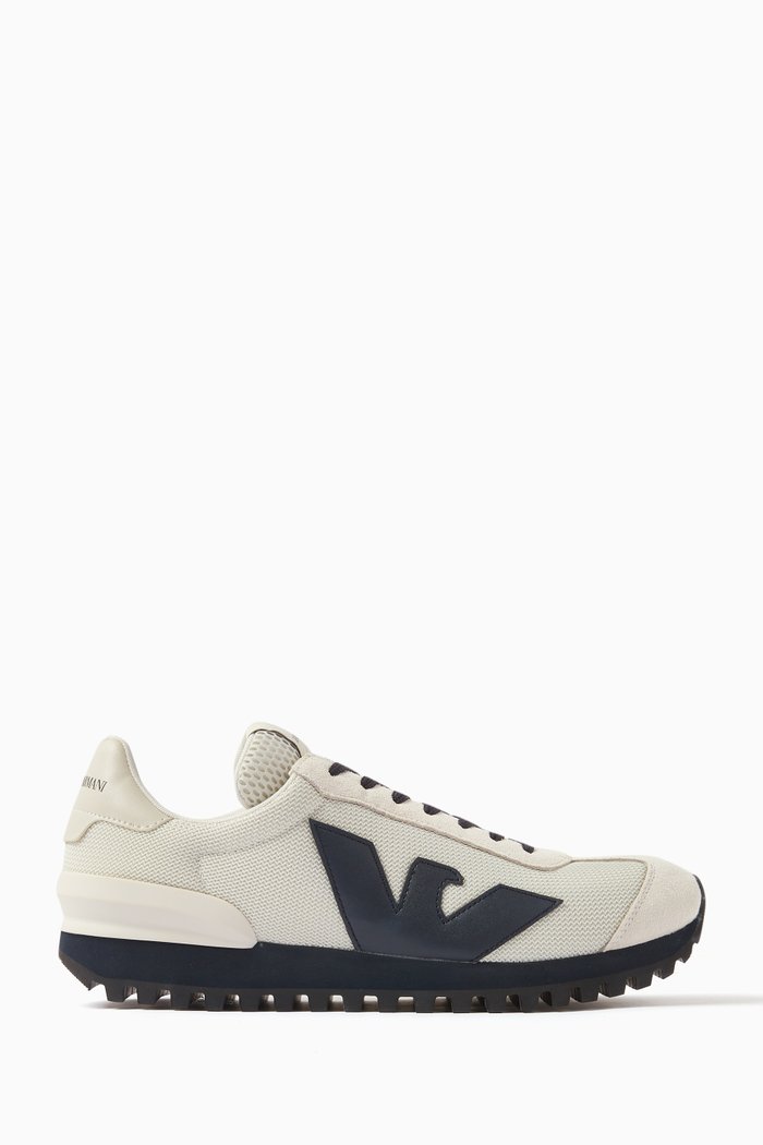 

EA Eagle Low-top Sneakers in Mesh & Suede, White