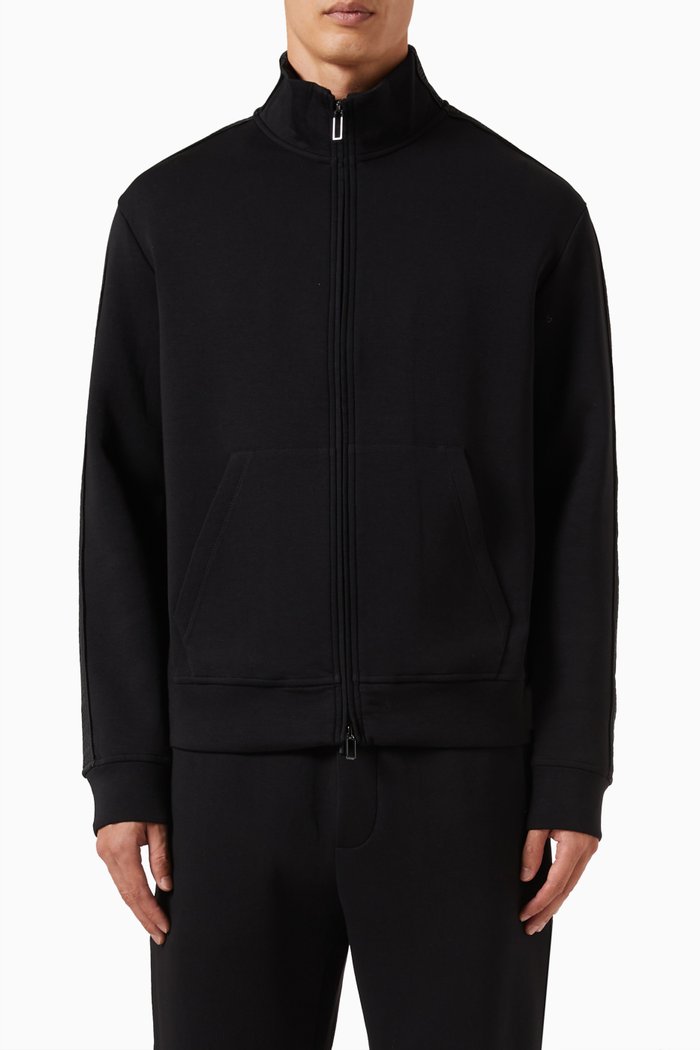 

Full-zip Sweatshirt in Cotton Blend, Black