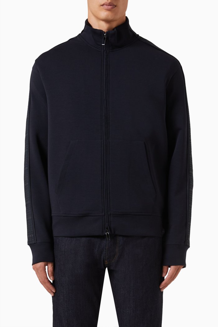 

Full-zip Sweatshirt in Cotton Blend, Blue