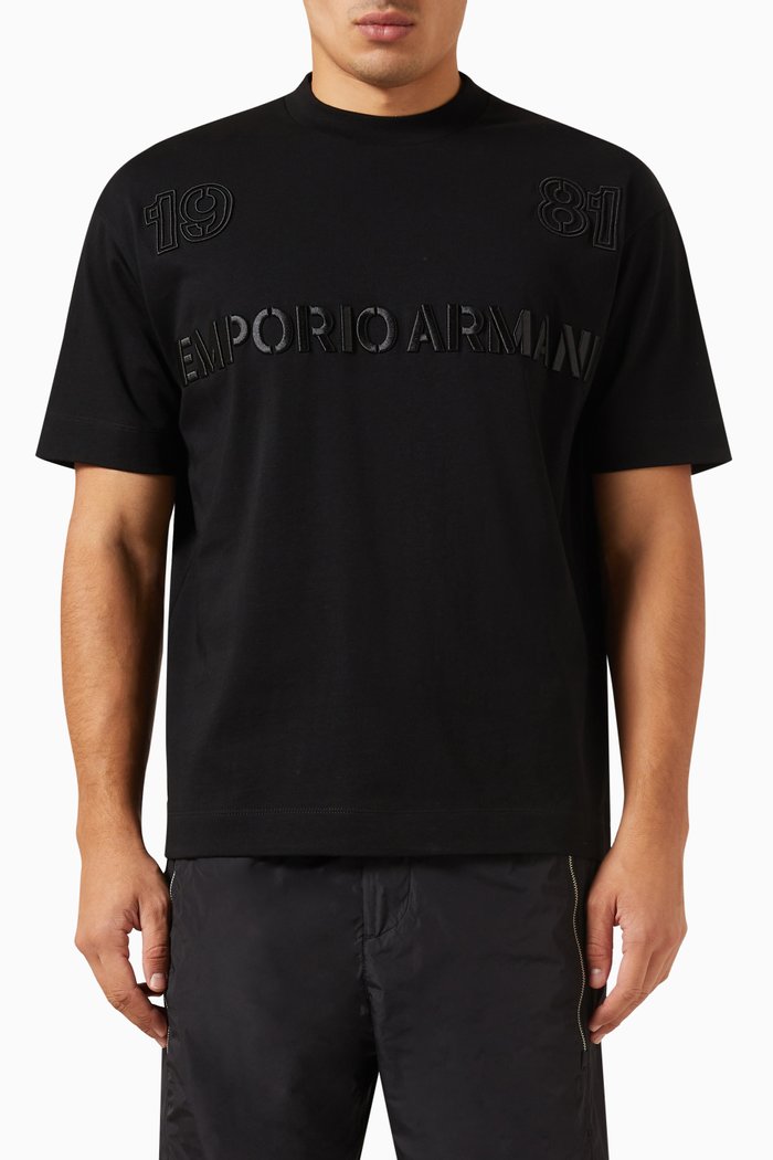 

Embroidered Logo T-Shirt in Cotton, Black