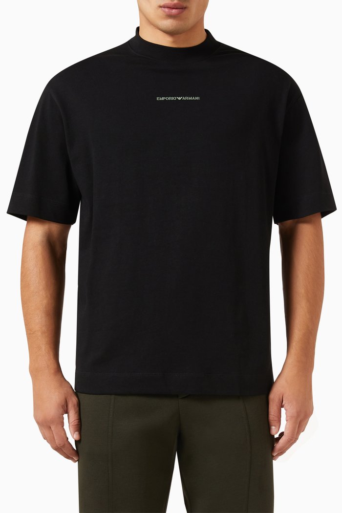 

Micro EA Logo T-shirt in Cotton-jersey, Black