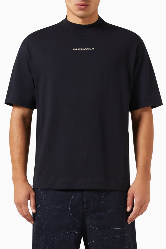 

Micro EA Logo T-shirt in Cotton-jersey, Blue