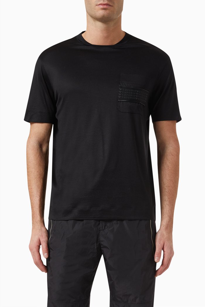 

Pocket T-shirt in Lyocell Blend, Black