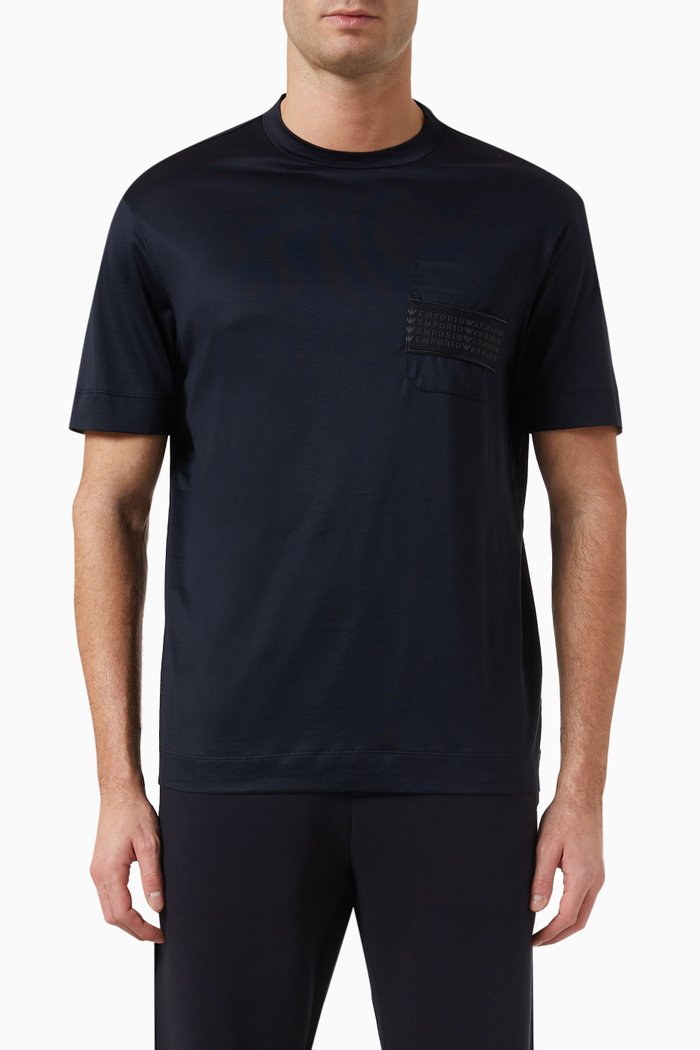 

Pocket T-shirt in Lyocell Blend, Blue