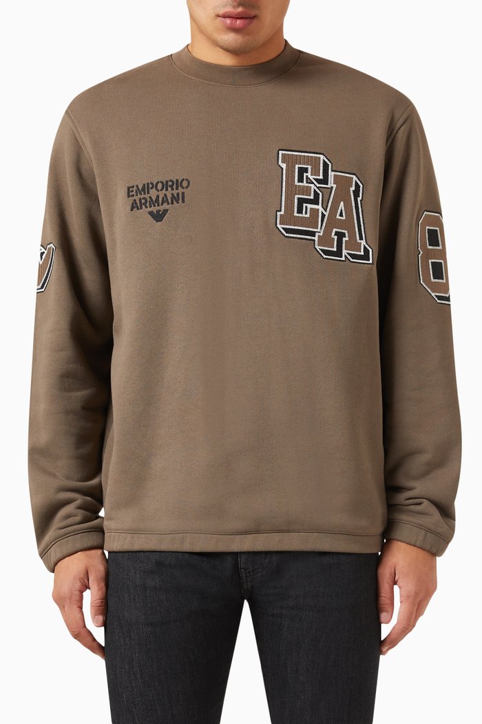 

Printed Sweatshirt in Cotton, Brown
